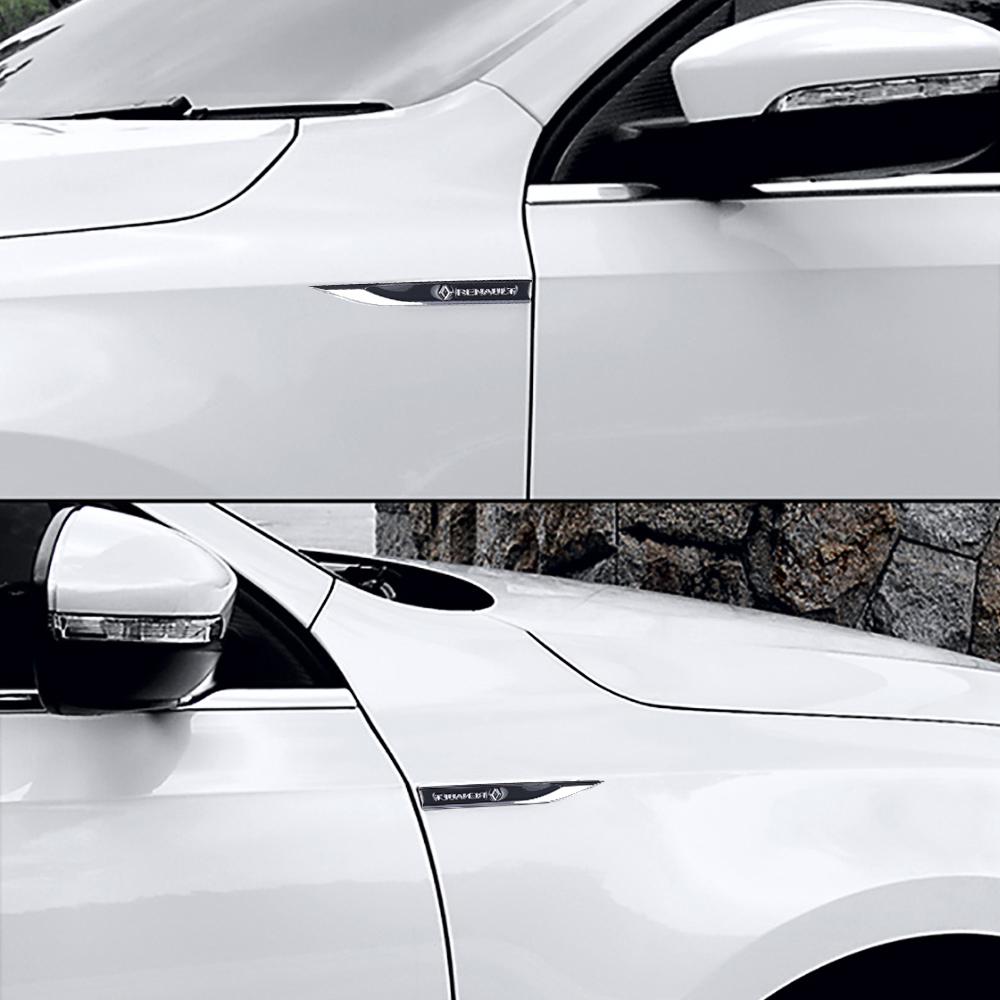 2pcs 3D Metal Car Fender Side Wing Blade Badge Emblem Sticker For Renault DACIA Fluence Scenic Loguna Twingo Fluence Megane Clio HH49