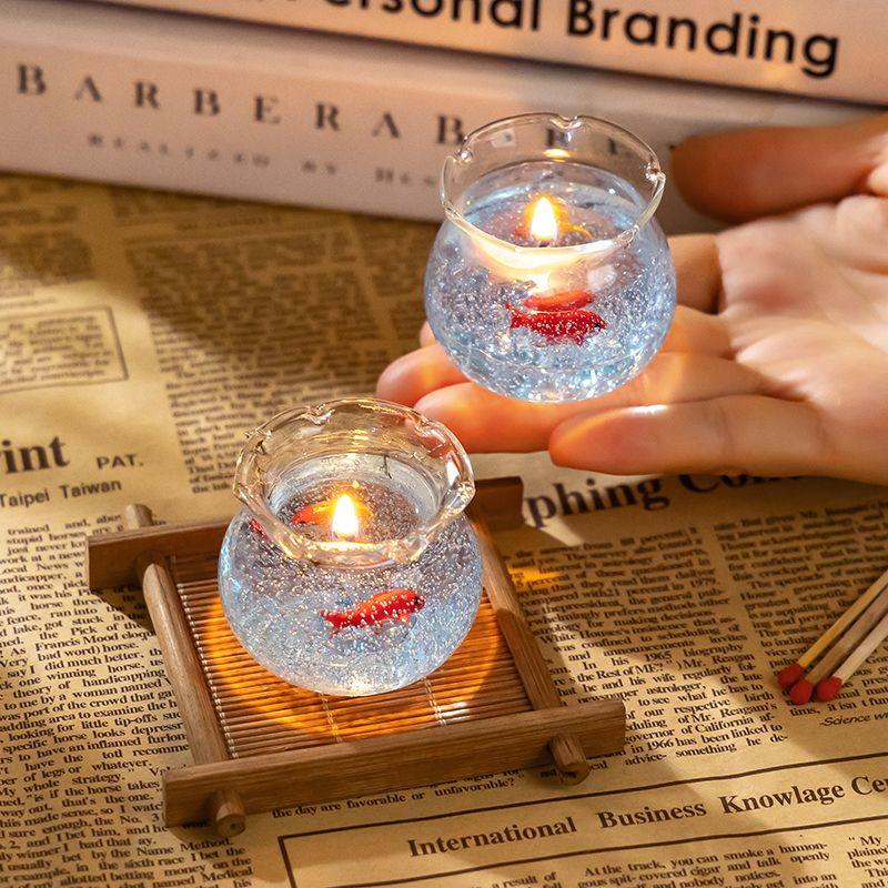 Aromatherapy Candle Bedroom Companion Gift for Niche Bubble Fish Mini Fish Tank Fragrance Candle Lasts Fragrance