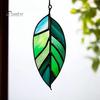 Stained Glass Leaf Art Acrylic Hanging Pendant, Waterproof Sunproof Window Hanging, Decorative Transparent Ornament with Colorful Light Effects
