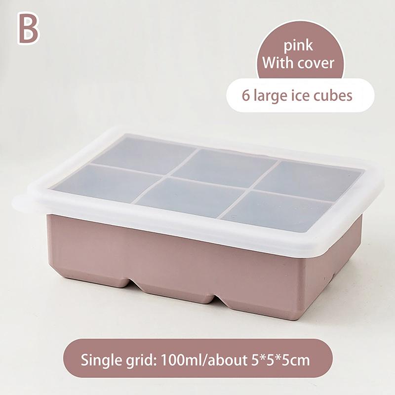 6/15 Grid Big Ice Tray Mold Giant Jumbo Large Food Grade Silicone Ice Cube Square Tray Mold Diy Ice Maker Ice Cube Tray With Lid