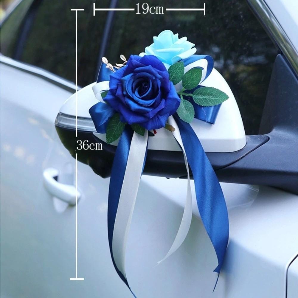 Retro Bow Rearview Mirror Decoration Wedding Party Door Handle Decoration Automotive Supplies