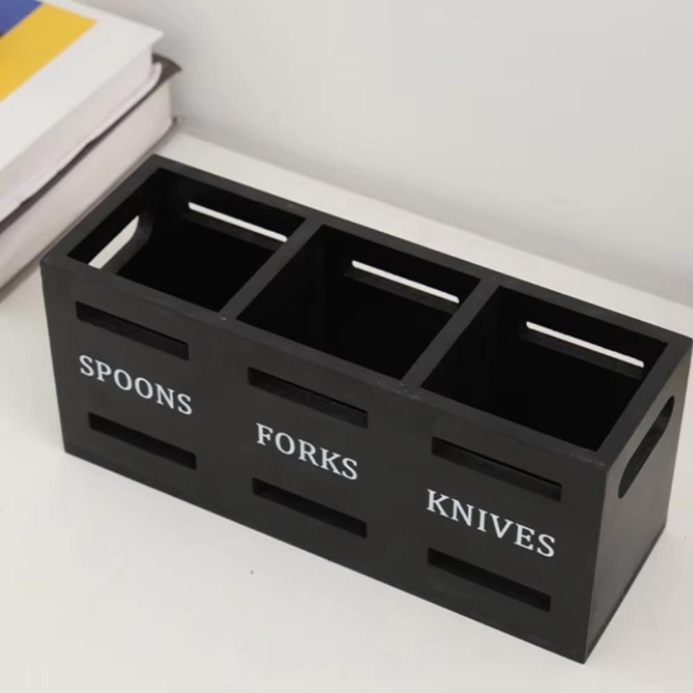 Rectangular Kitchen Utensil Holder 3 Compartment Cutlery Storage Rack  Kitchen Countertop
