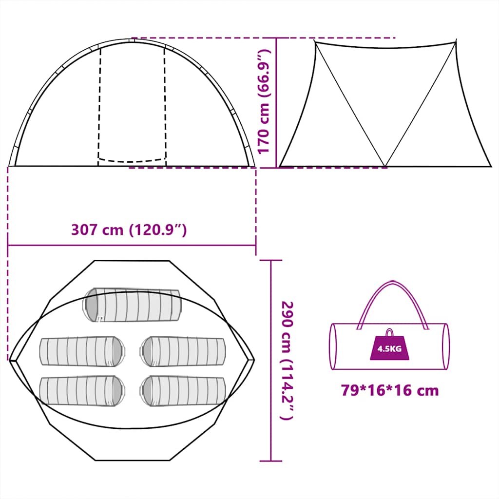 Fishing Tent for 5 Persons Brown Waterproof