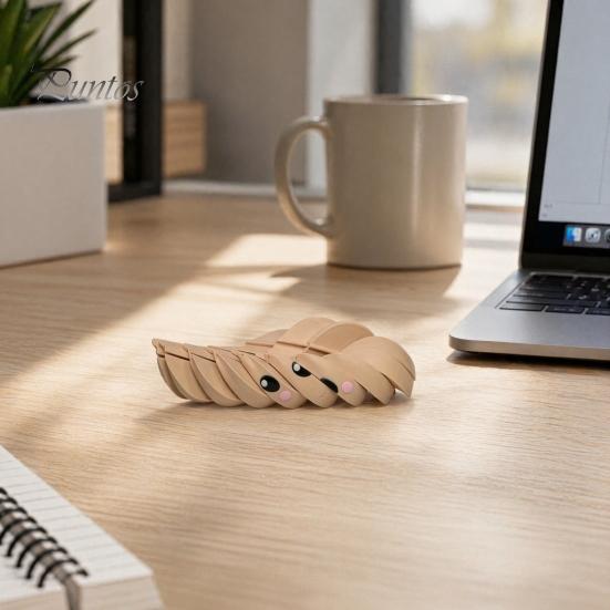 Steamed Bun Toy 3D Printed Twisting Dumpling Toy, Slippery Cartoon Expression Anxiety Relief Articulated Spiral Rotating Dough Ball Fidget for Stress