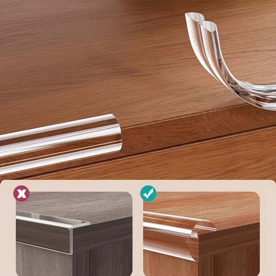 6.6ft Baby Safety Transparent PVC Protection Table Edge Guard Protector Strip Self Adhesive Kids Collision Proof Soft Bumper