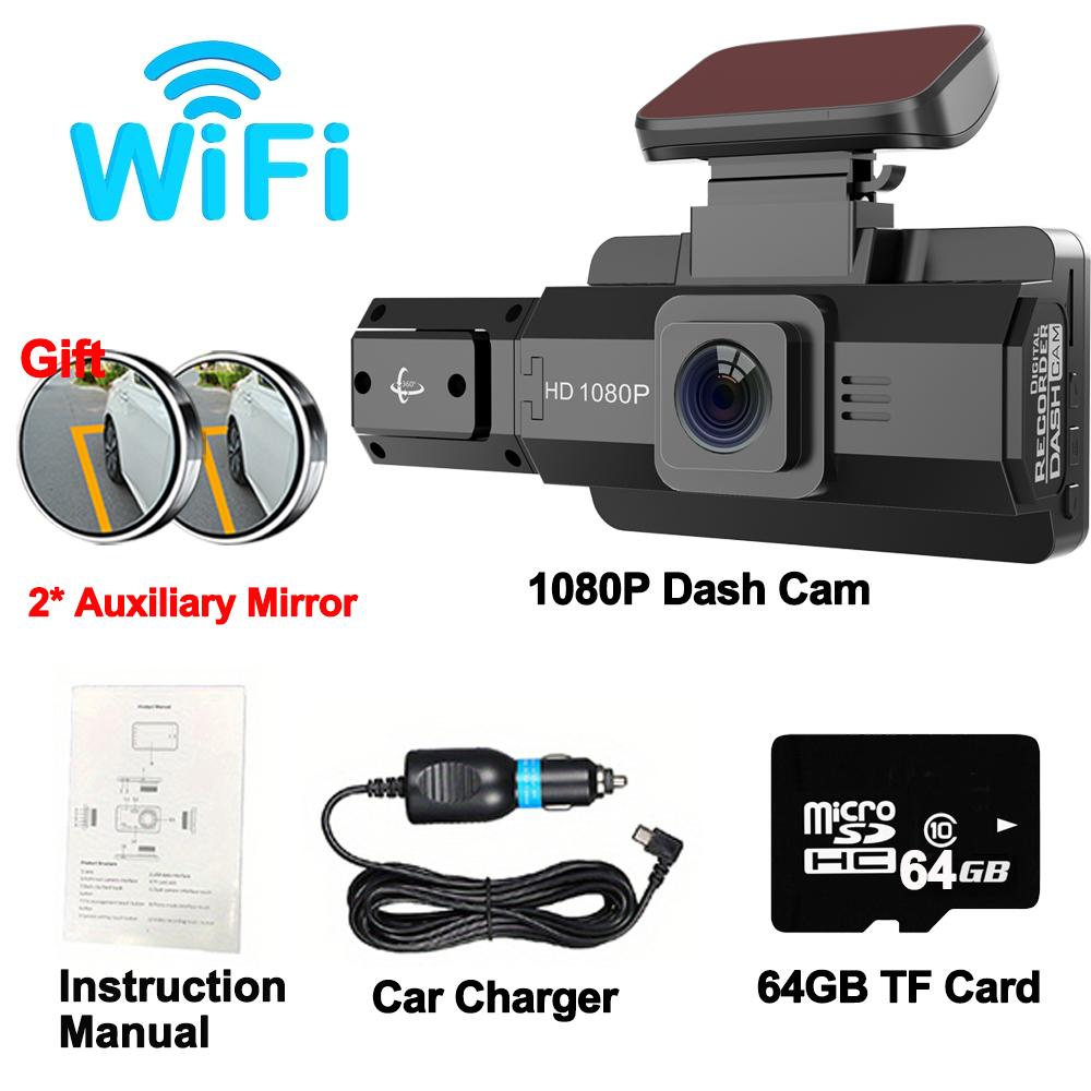 Caméra de tableau de bord pour voitures 1080P Enregistreur vidéo intérieur DVR dans la voiture Caméra DVR WIFI pour véhicule Vision nocturne Boîte noire Accessoires de voiture