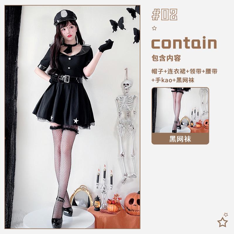 Halloween Costume Adult Costume Policewoman Uniform Nightclub Stewardess Navy Uniform Police Dress