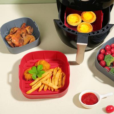 Silikonowe foremki do pieczenia Air Fryer z uchwytami Silikonowe wkładki do piekarnika dopuszczone do kontaktu z żywnością Nieprzywierające, wielokrotnego użytku akcesoria do Air Fryer o pojemności 4-6 Qt