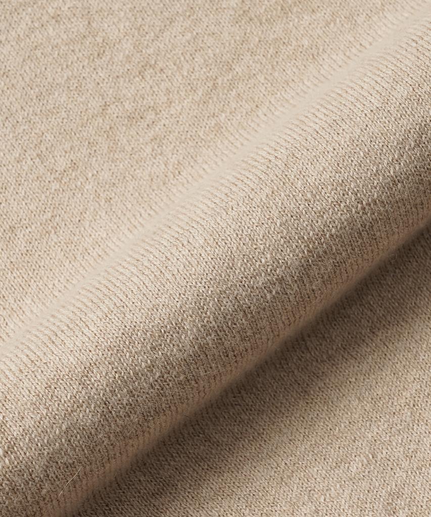 MANNERGRAM Nouvelle Fine Cashmere Cotton Polo Short Sleeve Knit Beige