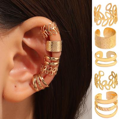 Trendy Ear Clips Earrings for Women Unisex Minimalist Cartilage Hoop Earings Set Ear Cuff Piercing Clip On Ear Jewelry