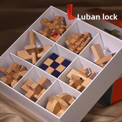 Set di Giocattoli in Legno con Lucchetto Kongming e Luban per Bambini - Puzzle Divertente e Stimolante per lo Sviluppo Cerebrale