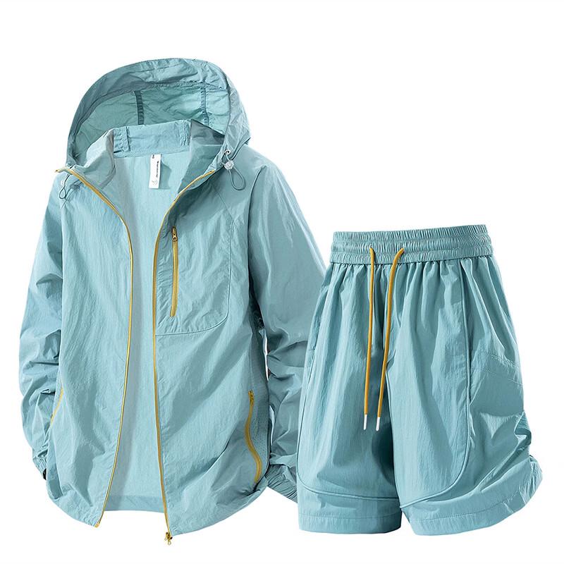 NASA MARVEL Men s Summer Ice Silk Quick-Dry Hooded Sport Set L