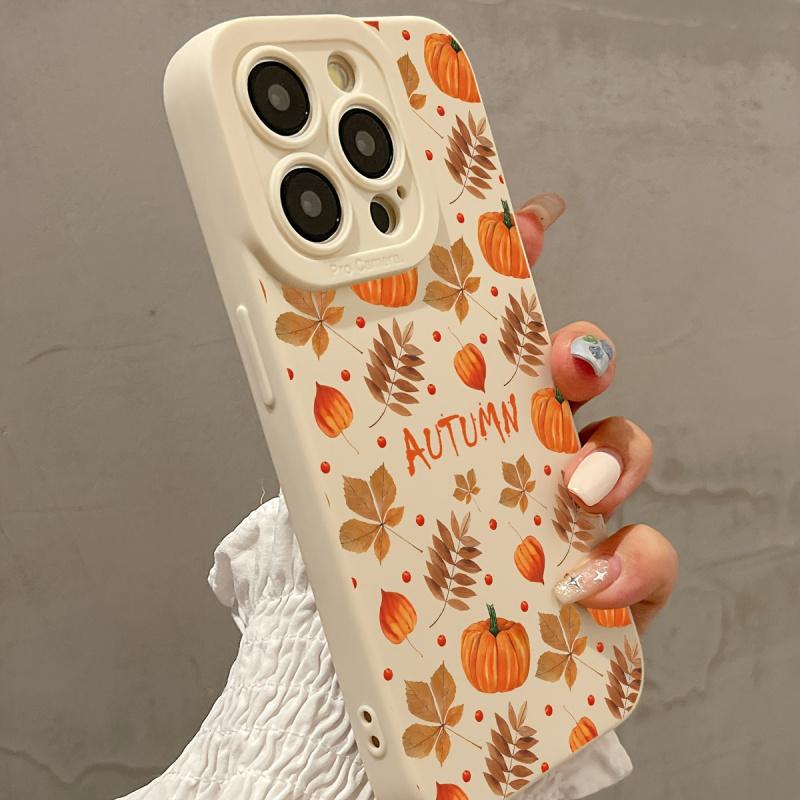 Bílý grafický podzimní kryt na telefon pro iPhone 16 15 14 13 12 11 x XR Xs SE2 SE 8 7 plus pro Max mini silikonový zadní kryt