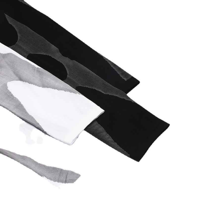 Unisex Pruhované Rukávy na Ruce z Ledového Hedvábí - Prodyšné, Vysoce Elastické Ochrana před Sluncem pro Řízení a Cyklistiku