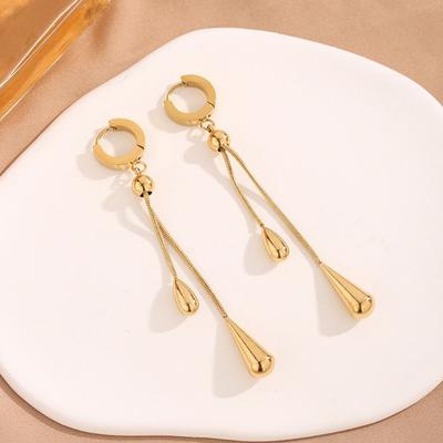 Yousheng Bijoux Goutte d'Eau Chaîne à Glissière Forme Y Réglable Collier Boucles d'Oreilles Anneau Doré pour Mariages Fêtes