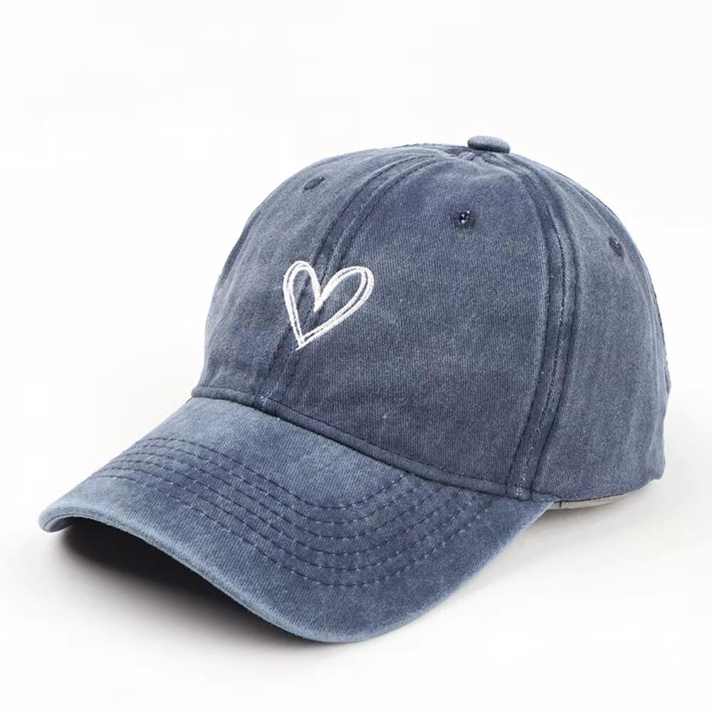 New Washed Baseball Cap for Women,Unique casual sports hat Baseball cap Heart-shaped adjustable hats for Outdoor Activities