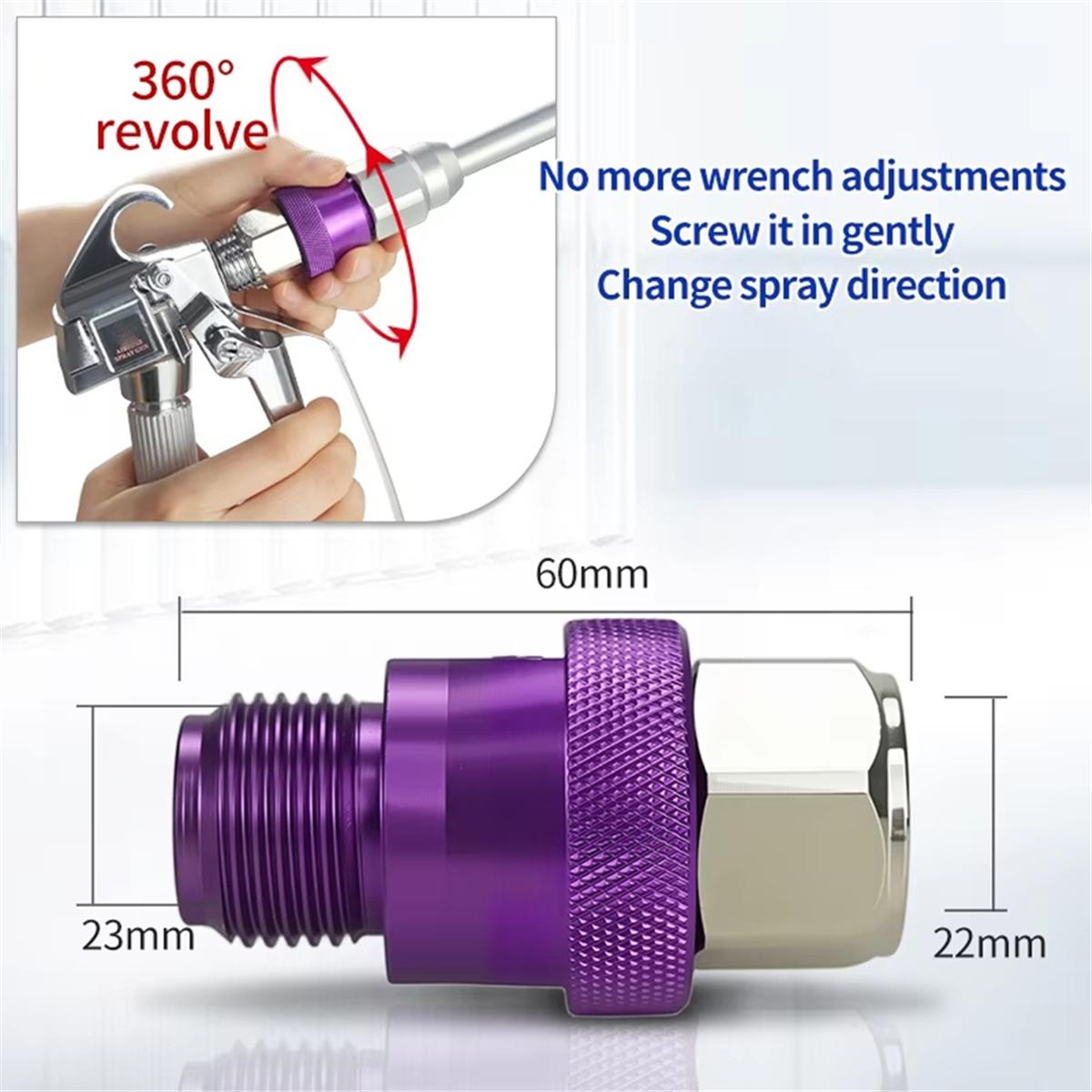 

Airless Paint Spraying Fan Pivot Rotary Joint 360° Rotation ,Airless Sprays Accessory Pivoting Swivel Connector China Mainland