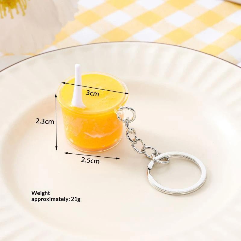 1Pcs Realistic Mini Ice Cream Soda Cup Keychains With Cherry Topping Bright Colors For Bag Decoration And Small Gifts