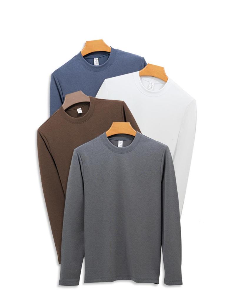 Premium Men's White Long Sleeve Moisture-Wicking Antibacterial Heating T-Shirt