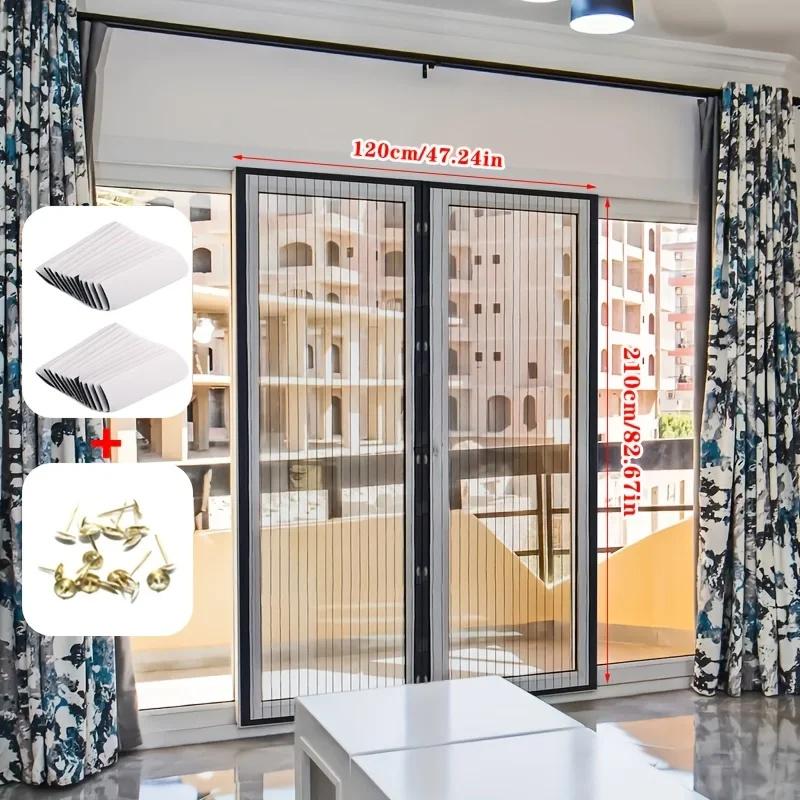 Magnetic Screen Door Curtain Mosquito and Insect-Proof Mesh Door Curtain Magnetic Sealing Device for Window and Door Screens