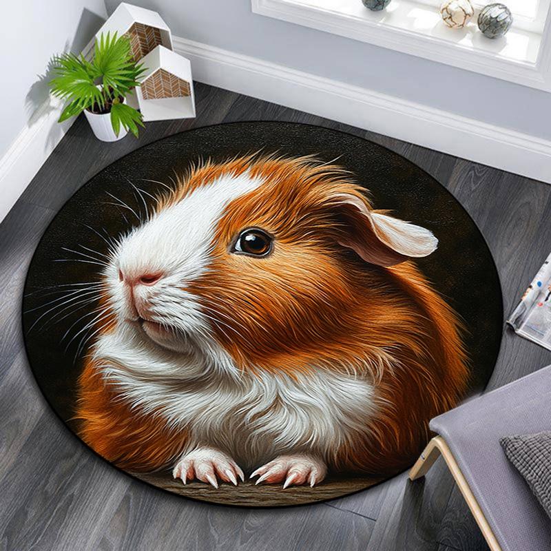 

Cute Guinea Pig Round Area Rug,Carpet Rug for Living Room Bedroom Sofa Playroom Decor,Non-slip Floor Mat 80cmx80cm
