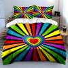 Rainbow Heart Three-Piece Decor Set Multiple Sizes Kid'S And Adults' Bedroom Exquisite 3Pc Bedding Set, Gift
