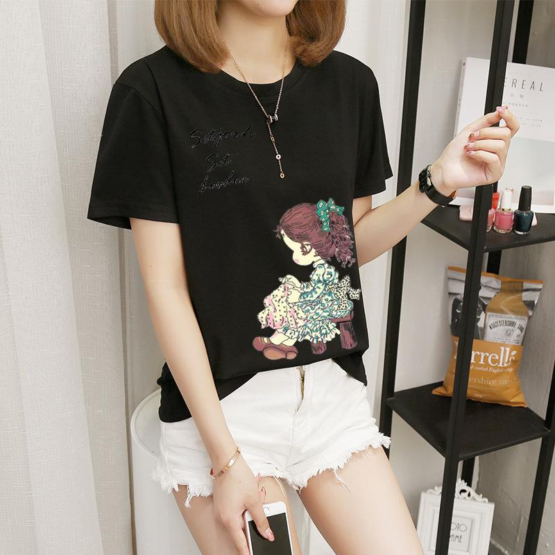 Women's short-sleeved t-shirt women's summer new Korean version cartoon student crew-neck bottoming shirt