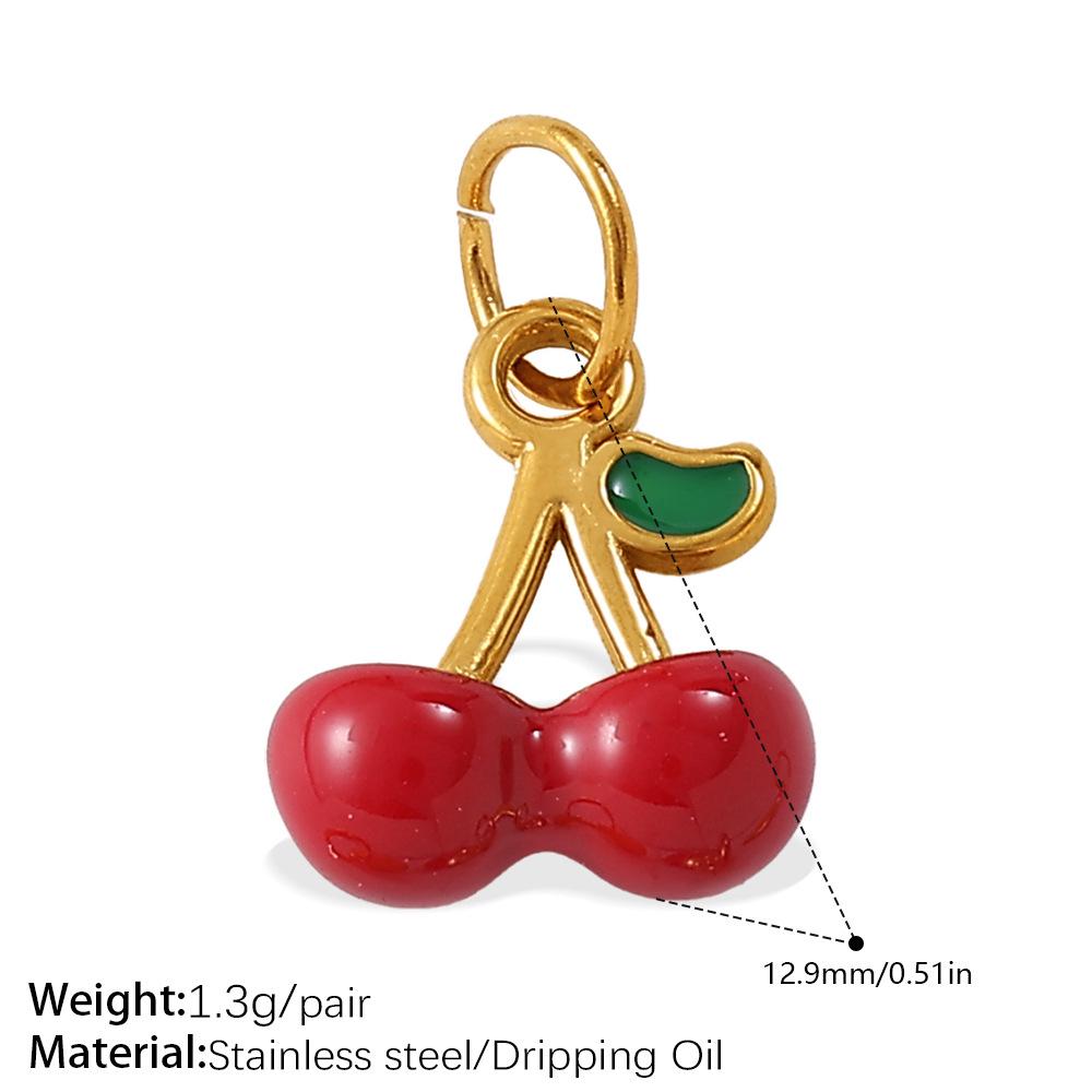 Stainless Steel Cherry Fruit Design Pendant for DIY Bracelets & Necklaces