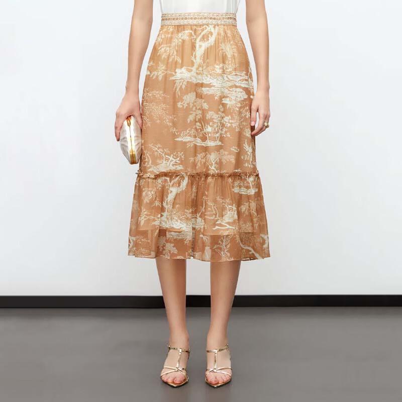 JESSIE Chic Printed Mulberry Silk Skirt