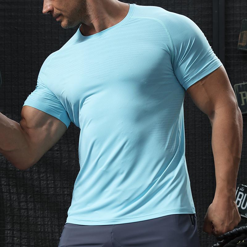 

Мужская быстросохнущая спортивная футболка с коротким рукавом, майки для тренировок в спортзале, футболка для фитнеса, тренировочная футболка для бега, дышащая спортивная одежда S