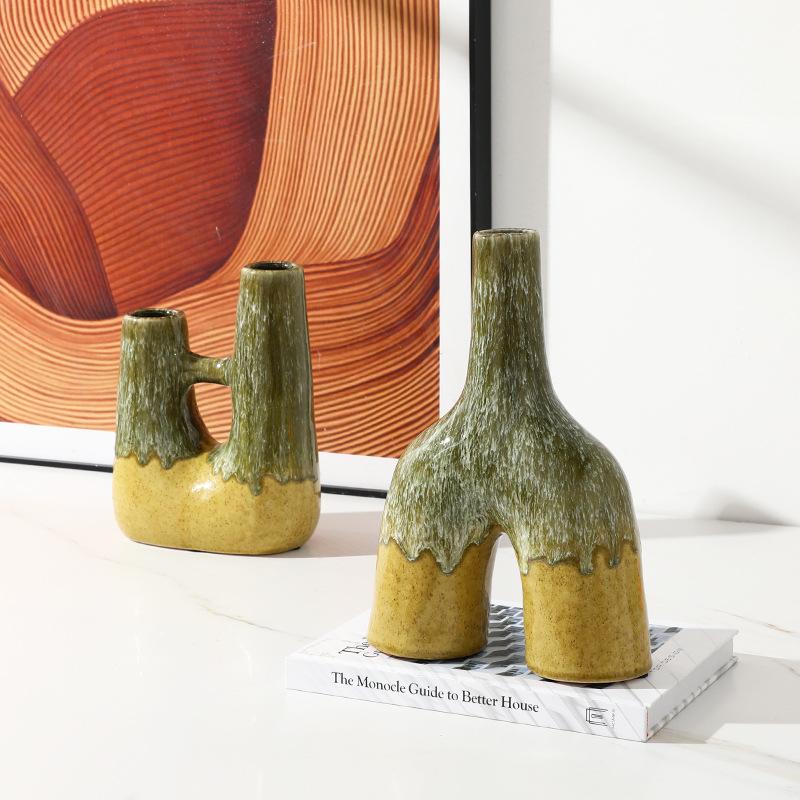 Keramische Vaas Abstract Oven-veranderend Gekleurd Glazuur Keramisch Handwerk Bloemstuk Accessoires Bloemenvaas Huisdecoratie