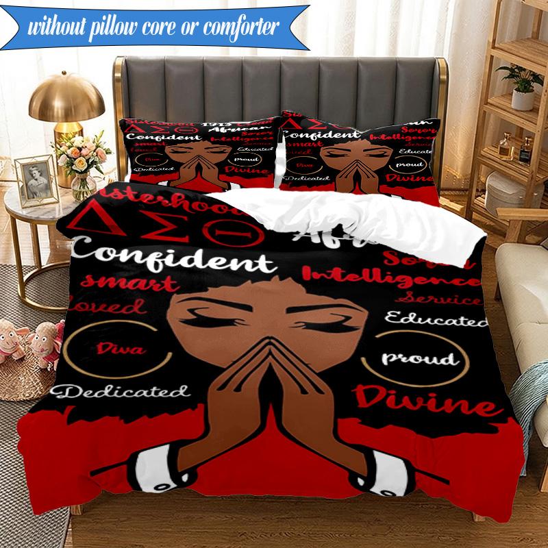 3PCS Delta Sigma Theta Bedding Set 2D Printing (Includes 1 Duvet Cover + 2 Pillowcases Coreless), Bedroom decor,Fan Gift