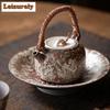 230ml Retro Old Rock Mud Vine Weaving Beam Teapot Flower Gilded Silver Pot Tea Brewing Kettle Ball Filter Kung Fu Teaset Gifts