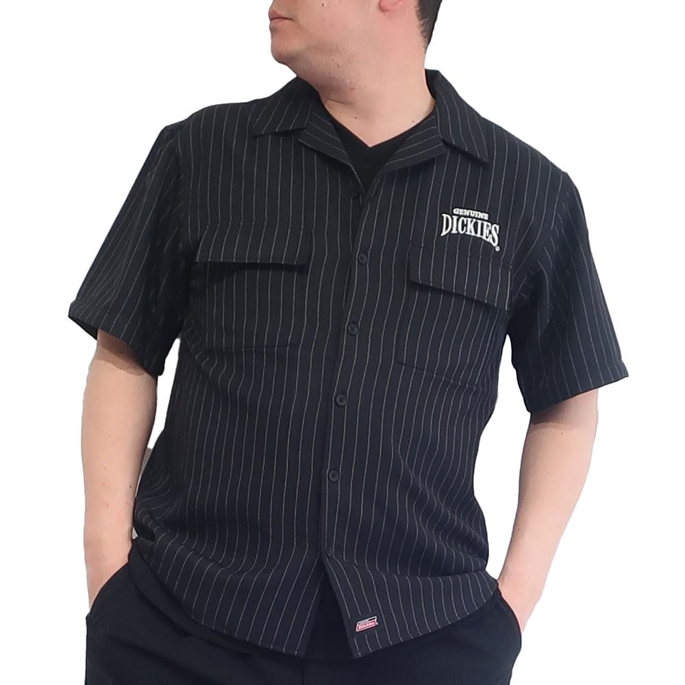 

Мужская рубашка с коротким рукавом Dickies, в полоску, с открытым воротником, синяя, черная, повседневная, размеры M, L, XL, 10001912 (JP, Алфавит, XL, ЧЕРНЫЙ)