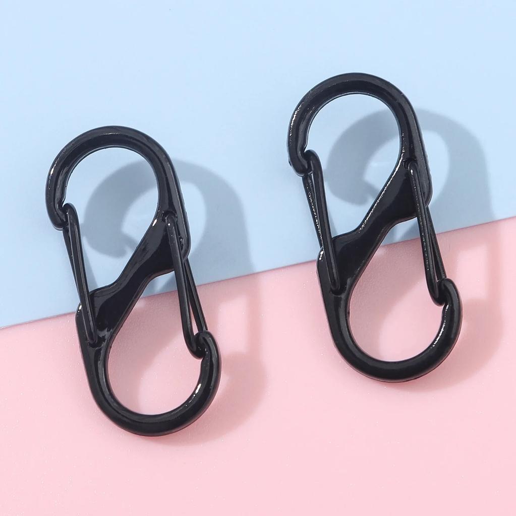4pcs S Type Colorful Alloy Paint Spring Buckle Carabiner Anti-Theft Mini Keychain Hook Backpack Outdoor Hanging Connection Ring