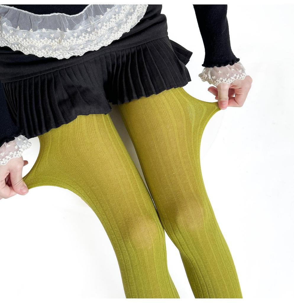 40-52kg Women Cotton Pantyhose 2025 Autumn Tights Oatmeal Color Wide Strip Navy Blue Vertical Pattern Transparent Leggings Micro