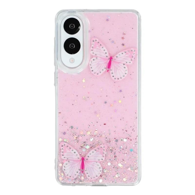 For Samsung Galaxy S25 Edge TPU Case WANLONFENG AW Series PVC Butterfly Epoxy Phone Cover with HD Film
