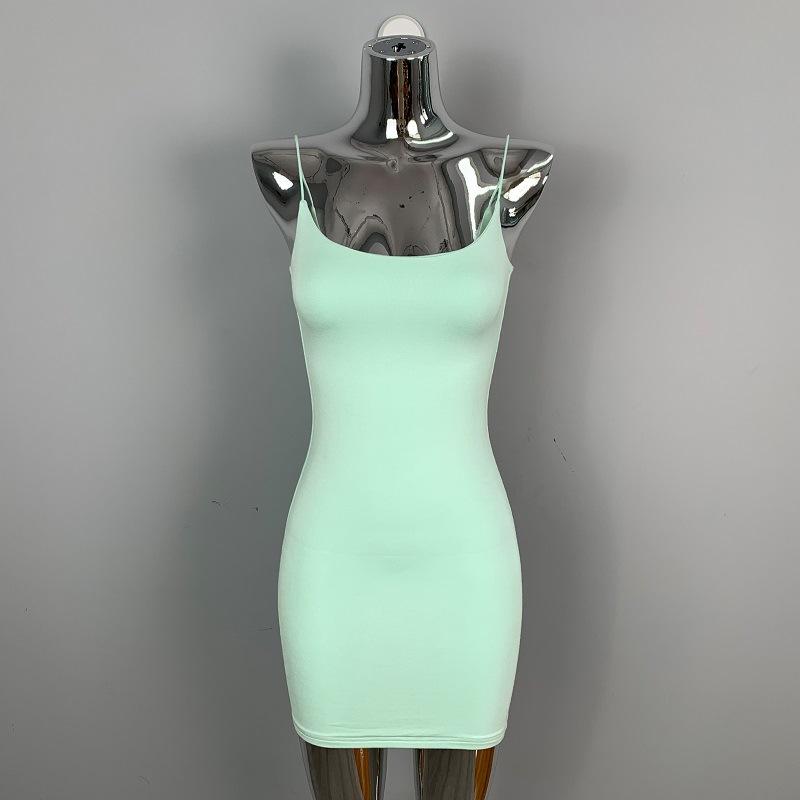 Summer Women's U-neck Dress Casual Suspender Hip Hugging Skirt Fashionable and Sexy Tight Skirt