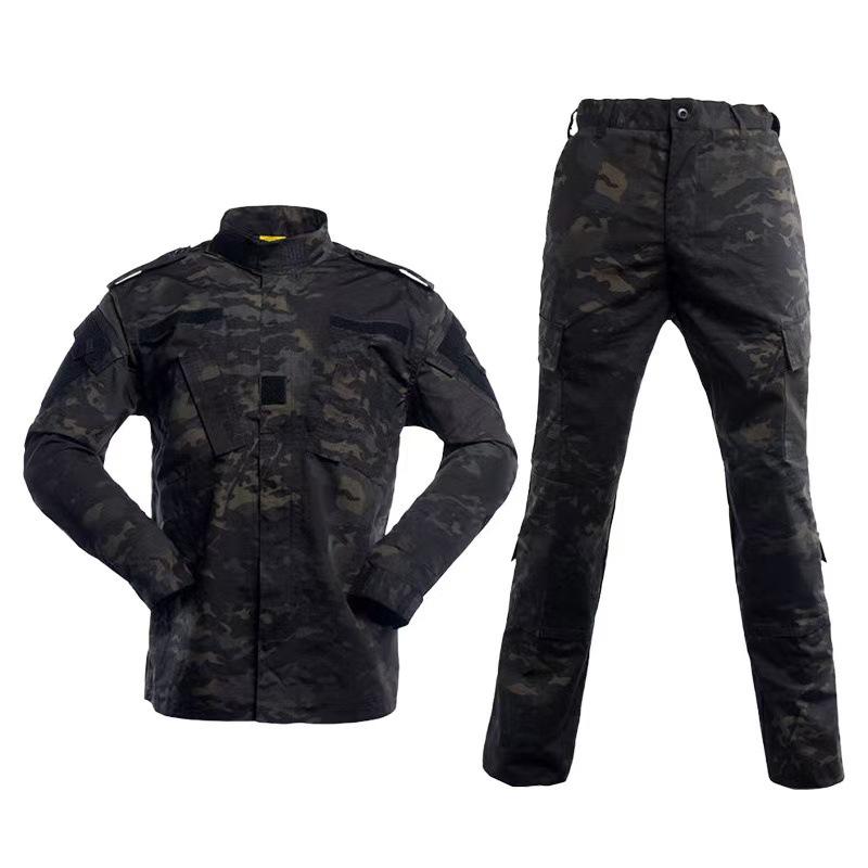 Men's Wear-Resistant Black Camouflage Tactical Suit for Spring/Autumn