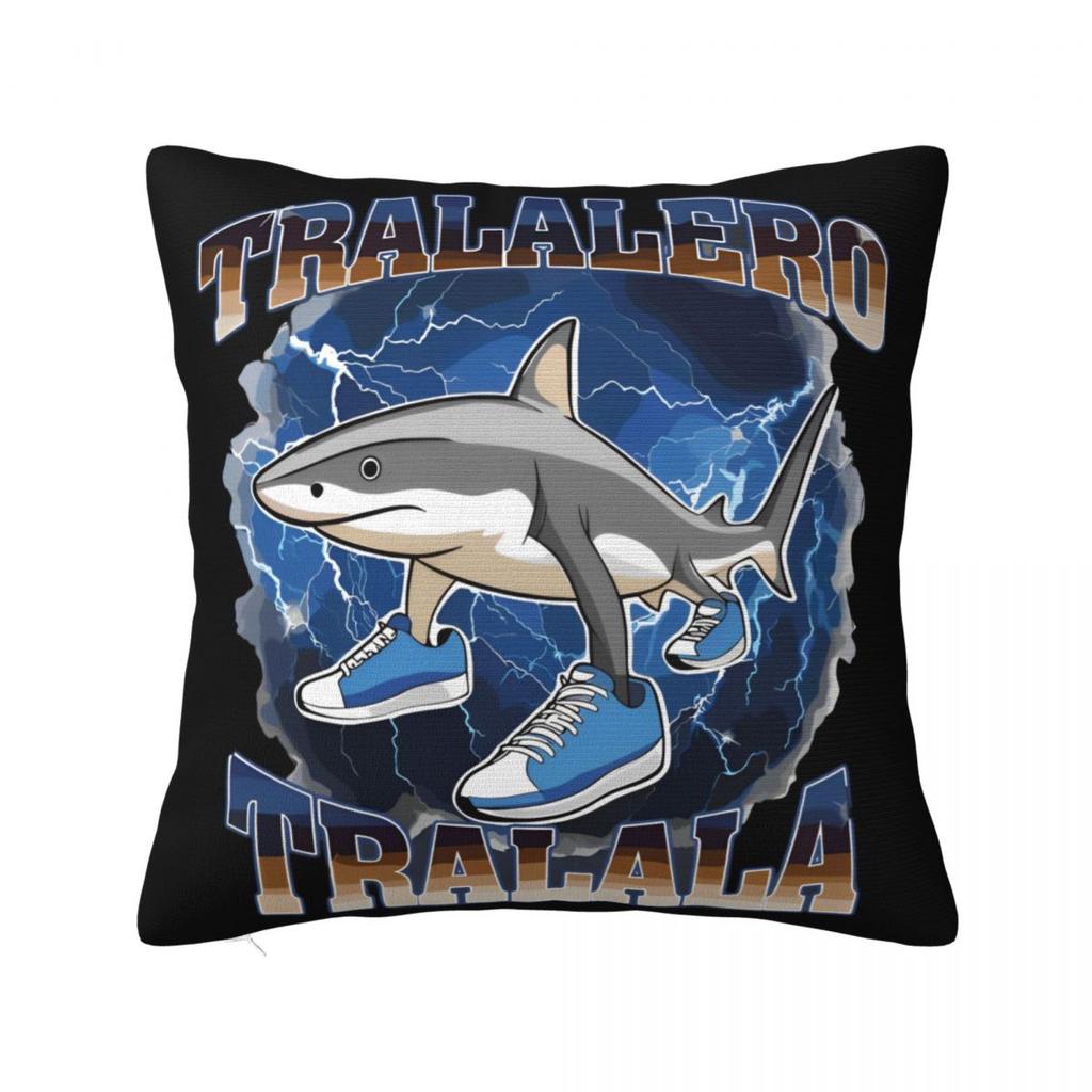 Tung Tung Tung Sahur Square Pillow Cases Italian Brainrot Meme Cushion Cover Vintage Polyester Decor Pillowcase for Living Room