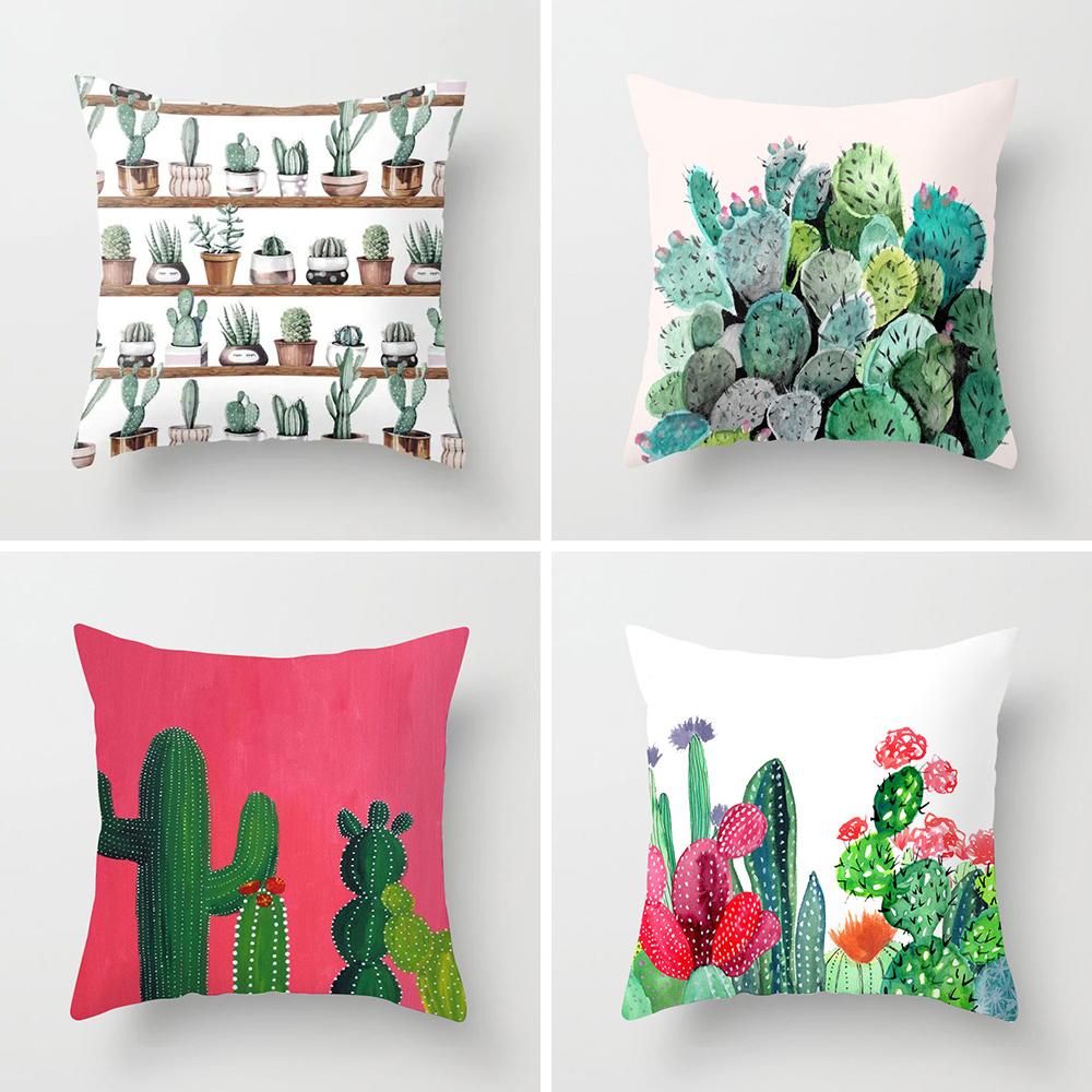 Nordic Style Tropical Plant Cactus Pattern Cushion Cover Sofa Car Office Pillowcase Home Decor Pillowcase