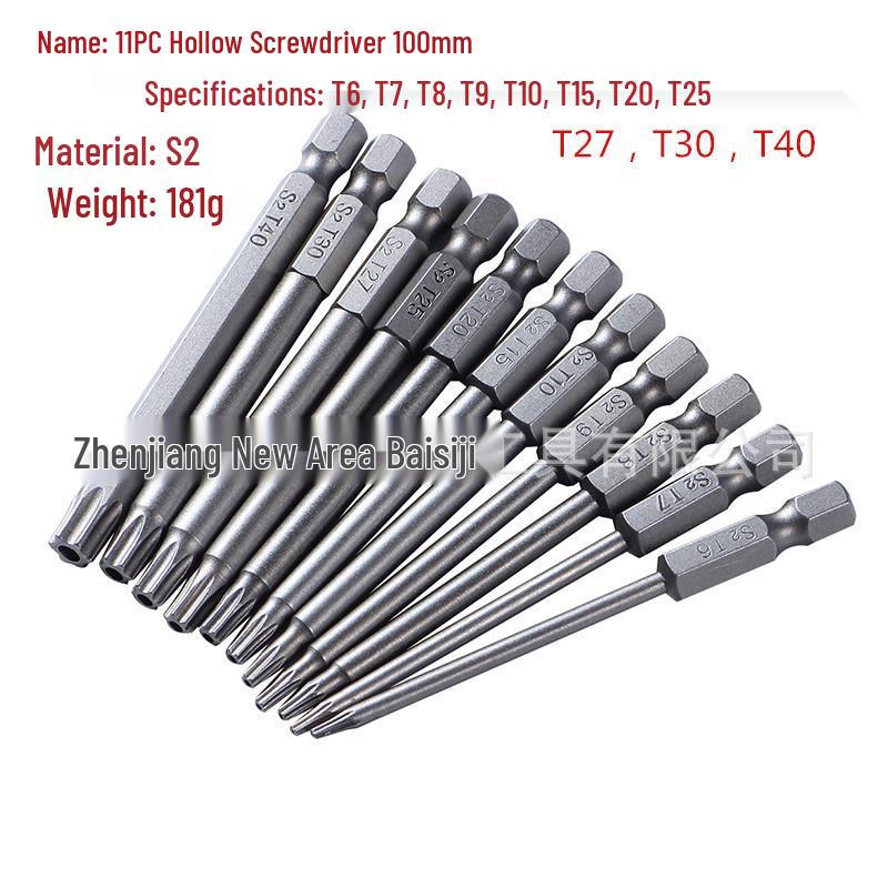 Hollow Hexagonal Plum Blossom Screwdriver Bit with Center Hole (1/4" Hex Shank)