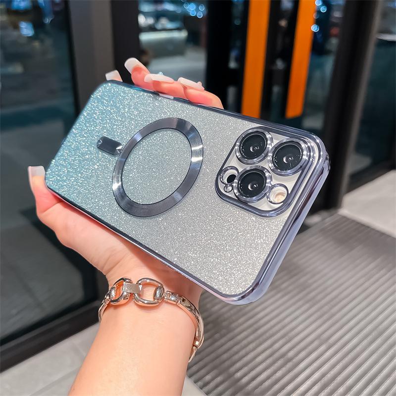 Applicable To Iphone16promax Electroplating Magnetic Suction 16 Mobile Phone Case 15 Apple 14 Transparent 13 Gradual Change Glitter 12