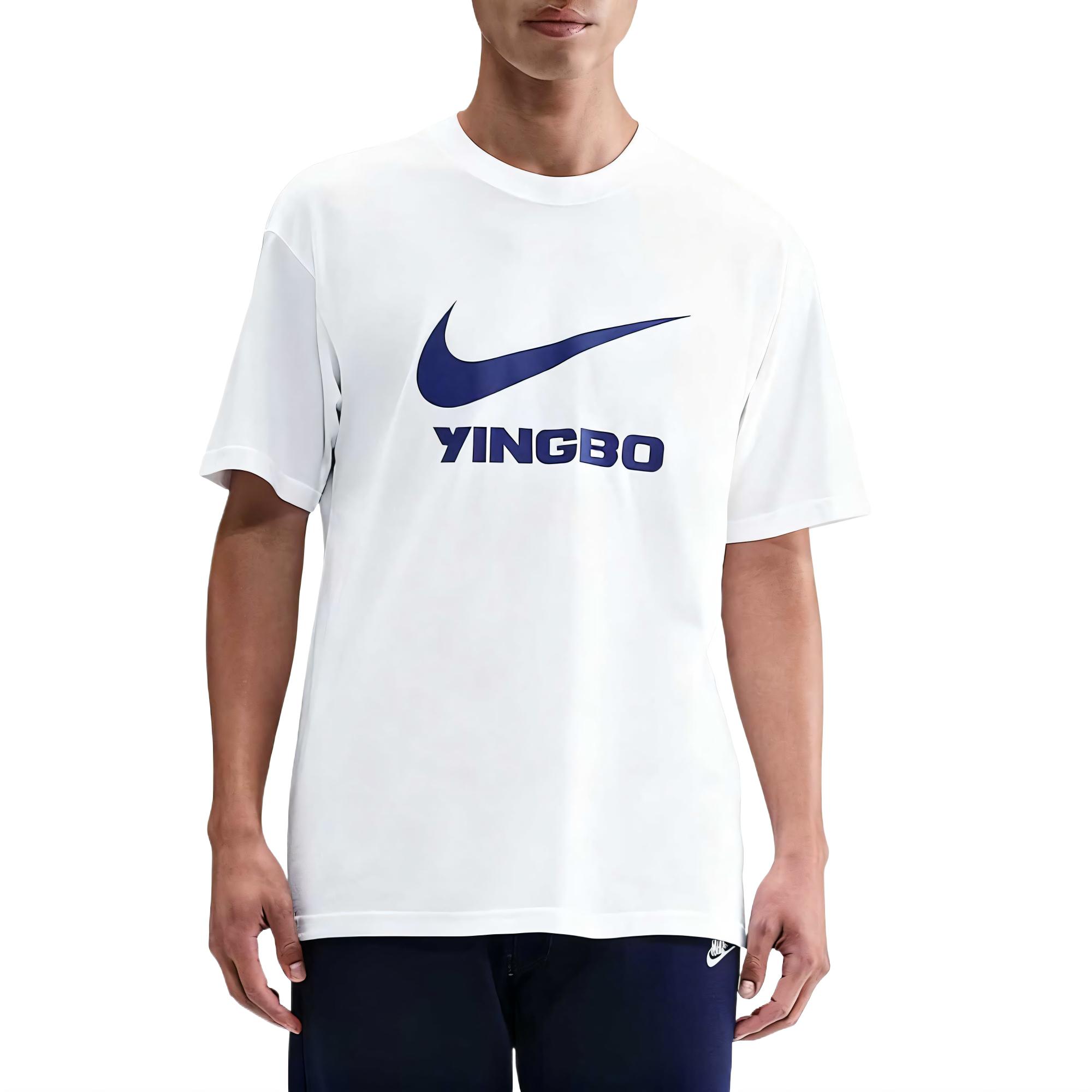Nike T Shirts Men s White/Royal Blue Crew Neck IU7243-100 L