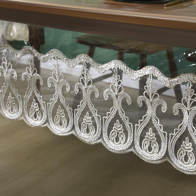 PVC Tablecloth No Wash Oil Proof Waterproof Lace Trim Table Cloth Ins Wind High Permeability Wear-resistant Square Tablecloth