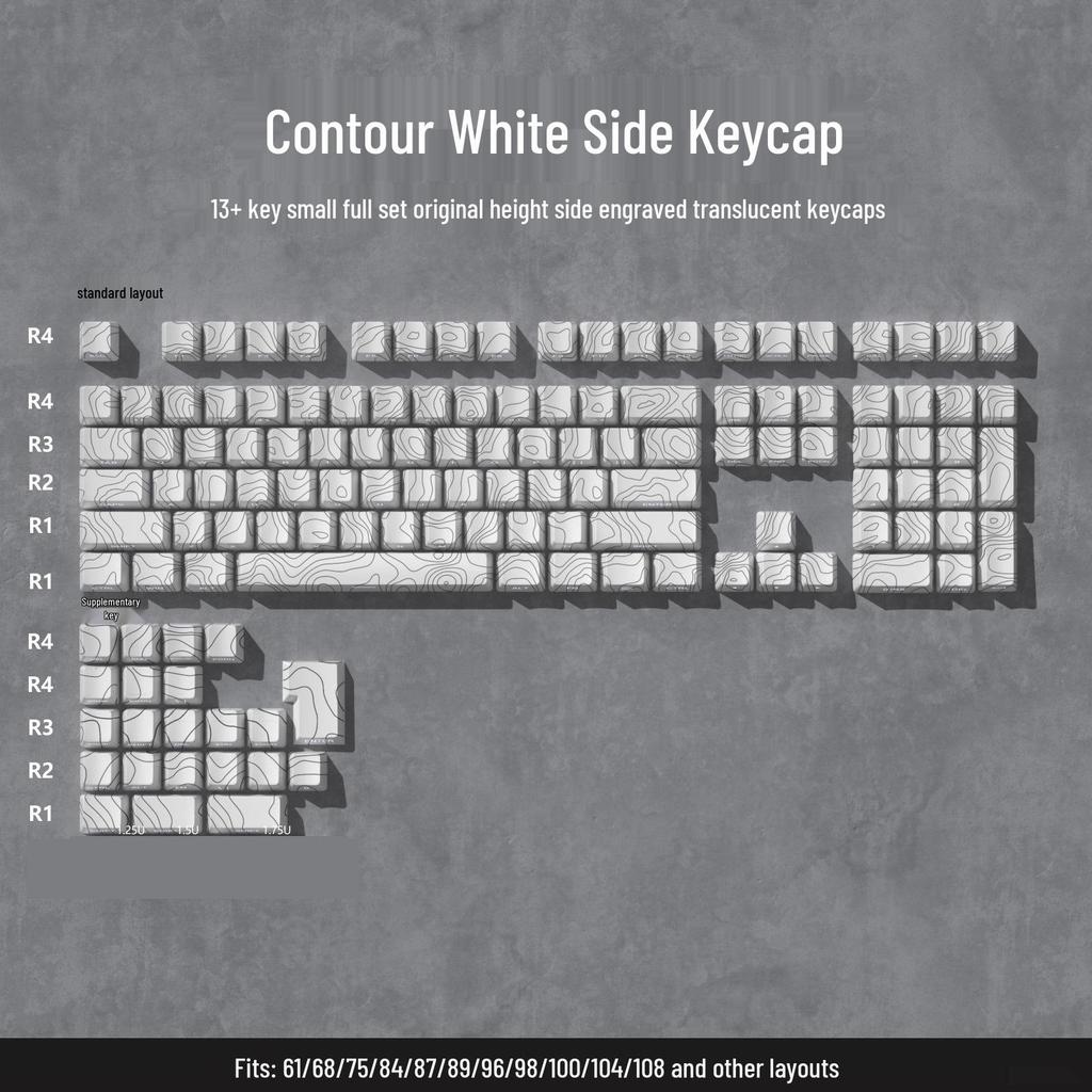 Contour Side-Printed Keycaps: Light-Transmissive, Compatible with Mad Catz Wooting60, Made68, Ace68