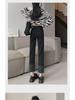 Women's High Waist Spliced Cuffed Jeans, Slim Fit Cigarette Style, Retro Elastic for Summer