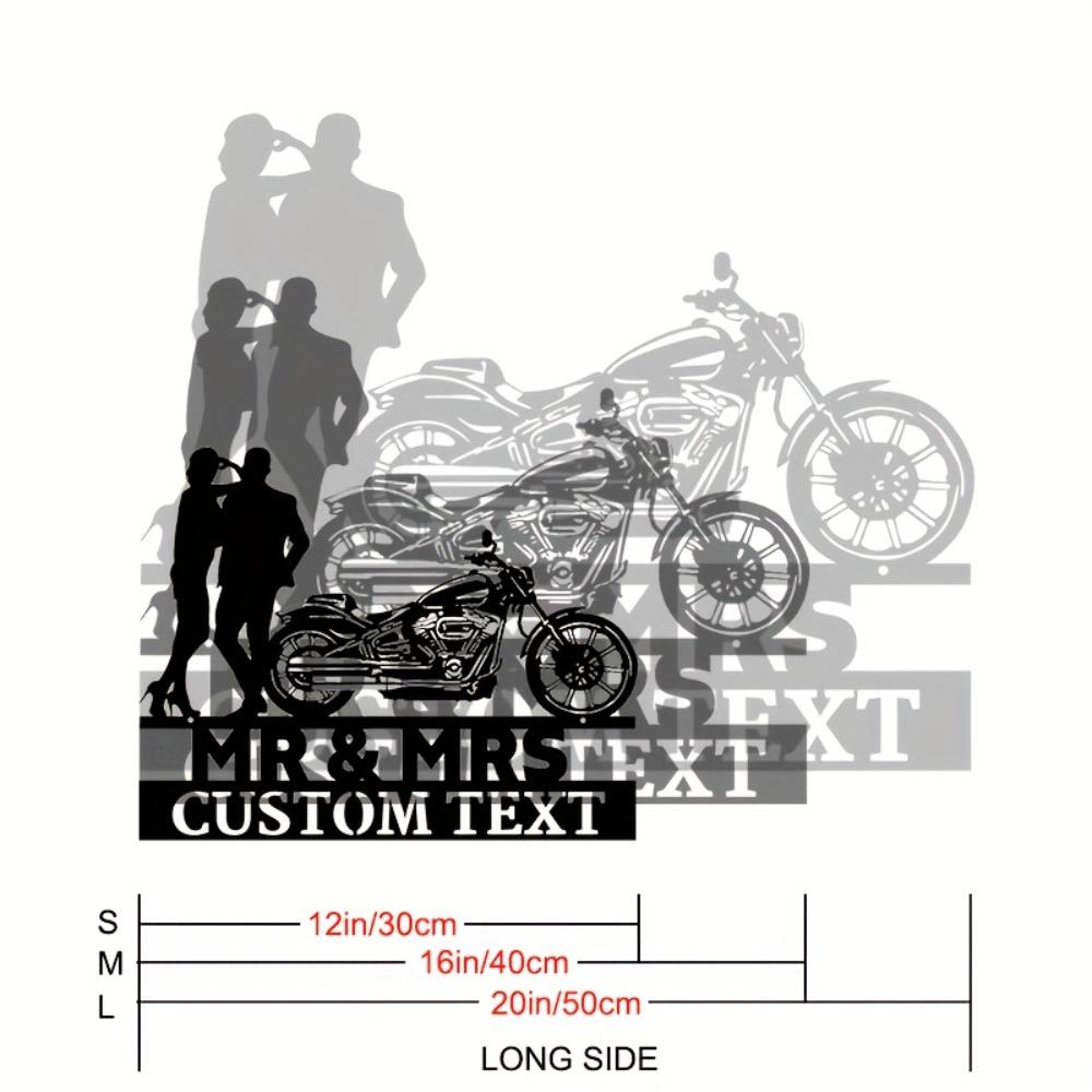 Exclusive Handmade Custom Motorcycle Couple Metal Sign for Valentine Engagement Wedding Anniversary Home Decor 30cm