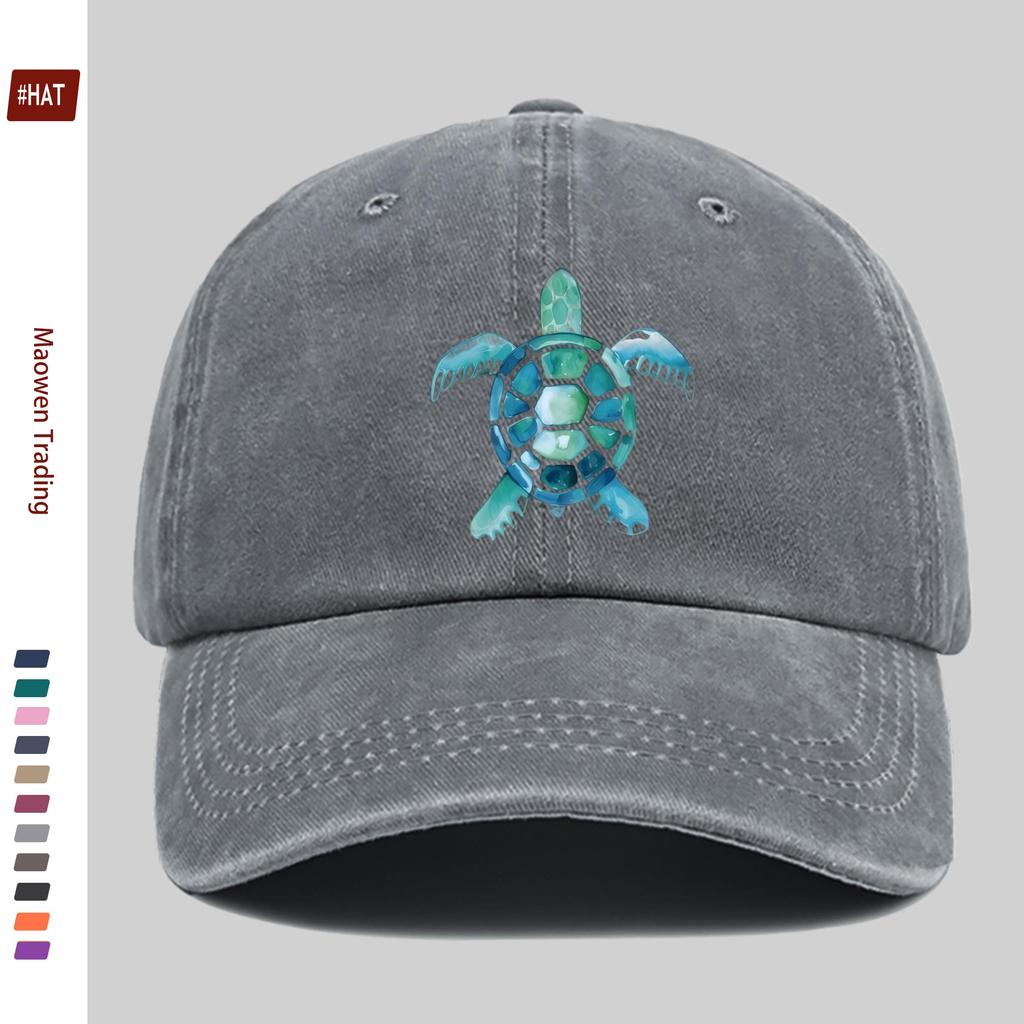 Pc Teal Green Sea Turtle Pattern Printed Baseball Cap Sun Hat Suitable for Spring Summer and Autumn Travel Comfortable and