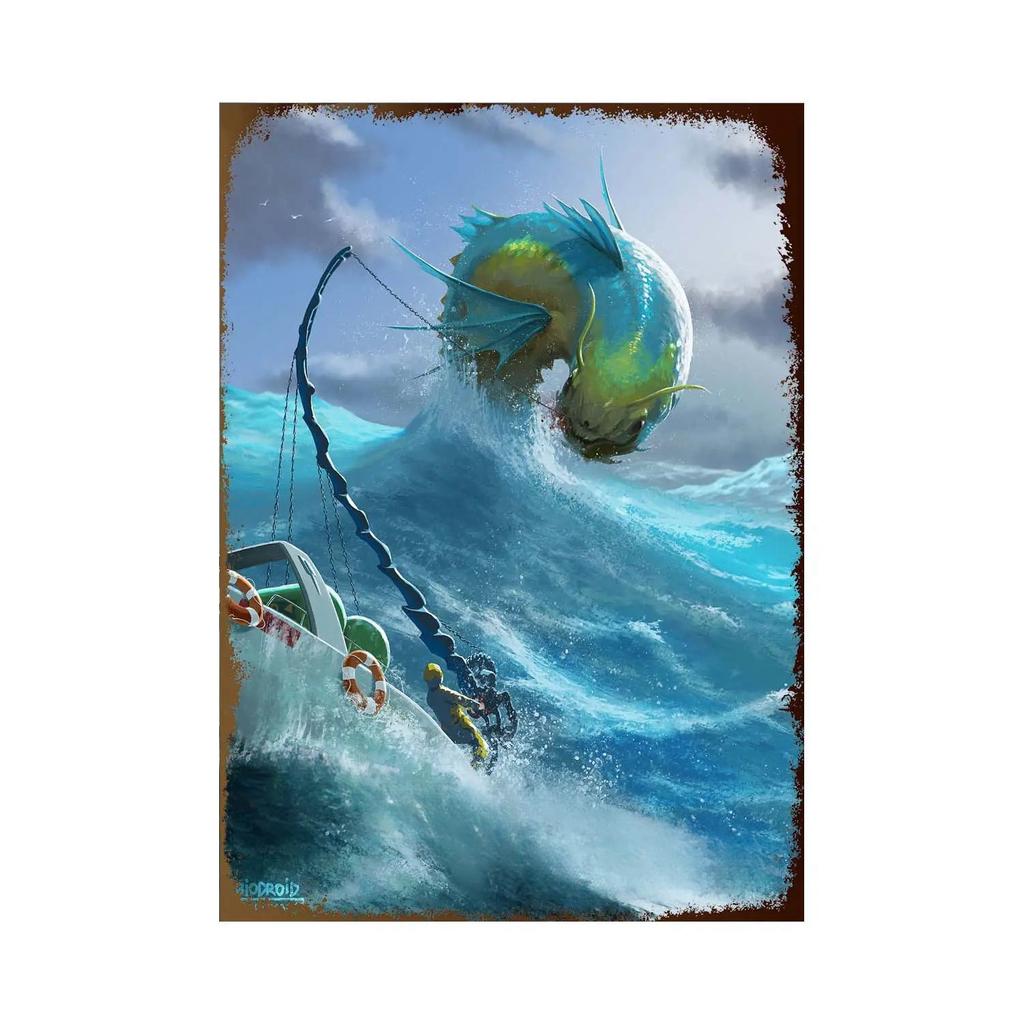 Fishing Metal Tin Sign Fishing Sign Vintage Metal Plate for Wall Poster Farm Art Decoration Stickers Plaques 8X12 Inch